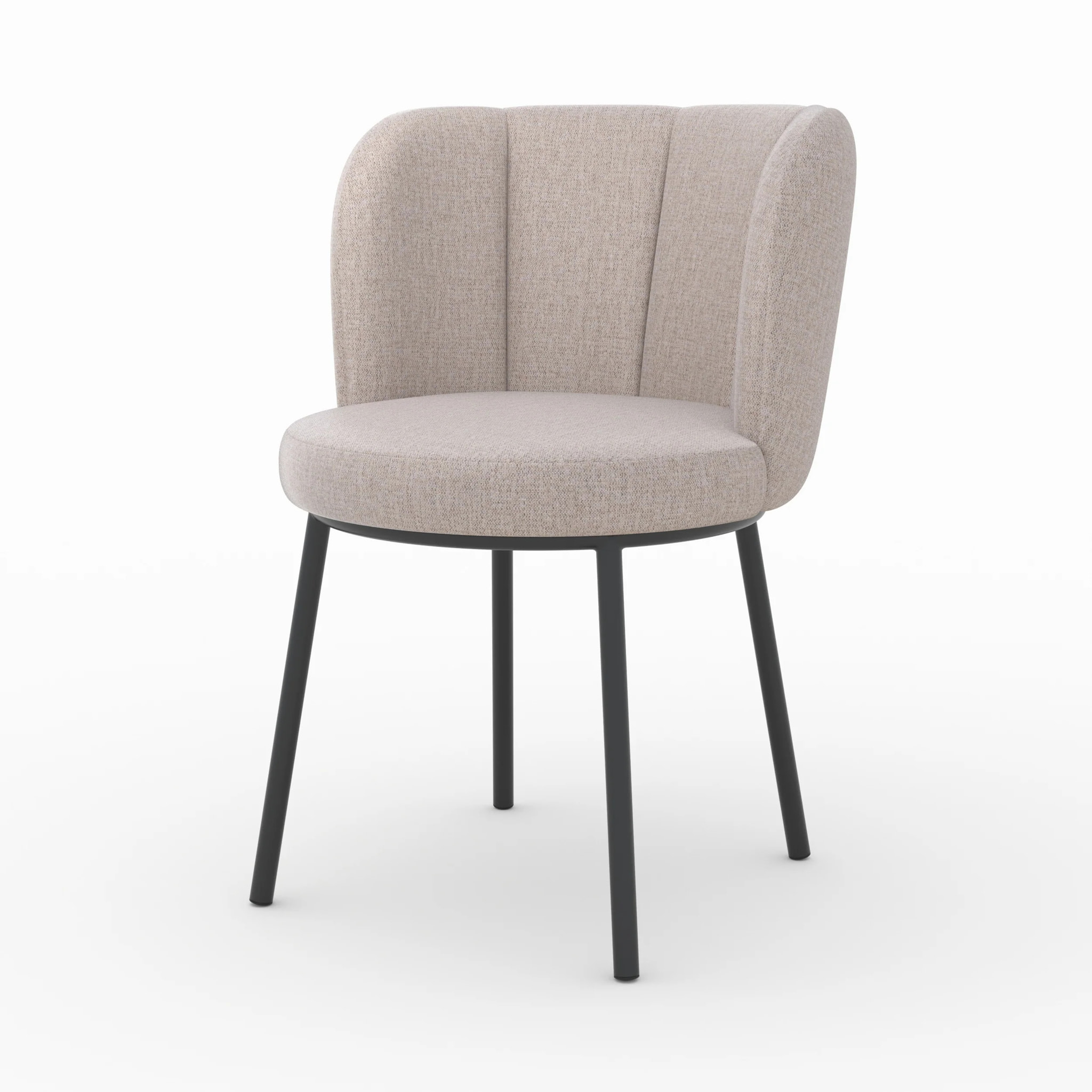 Chaise en tissu beige chiné et pieds noirs - Aby