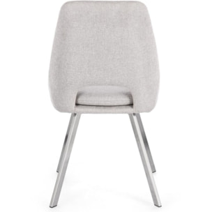 Set di sedie KASHAR in tessuto grigio chiaro e gambe acciaio
