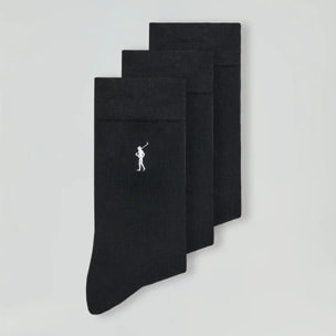 Pack hombre de tres pares de calcetines negros con logo Rigby Go