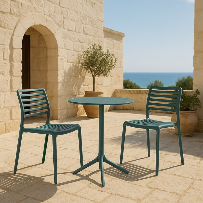 Set da 4 sedie da giardino in polipropilene verde petrolio – Lagos