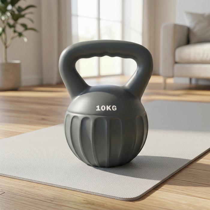 Kettlebell 10 Kg - prise ergonomique - entraînement musculaire & haltérophilie - PP gris