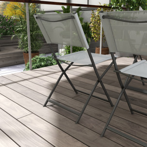 Conjunto Mesa y 4 Sillas de Jardín Plegable Juego de Comedor de 5 Piezas con Mesa de Vidrio Templado Estilo Moderno para Terraza Patio Gris
