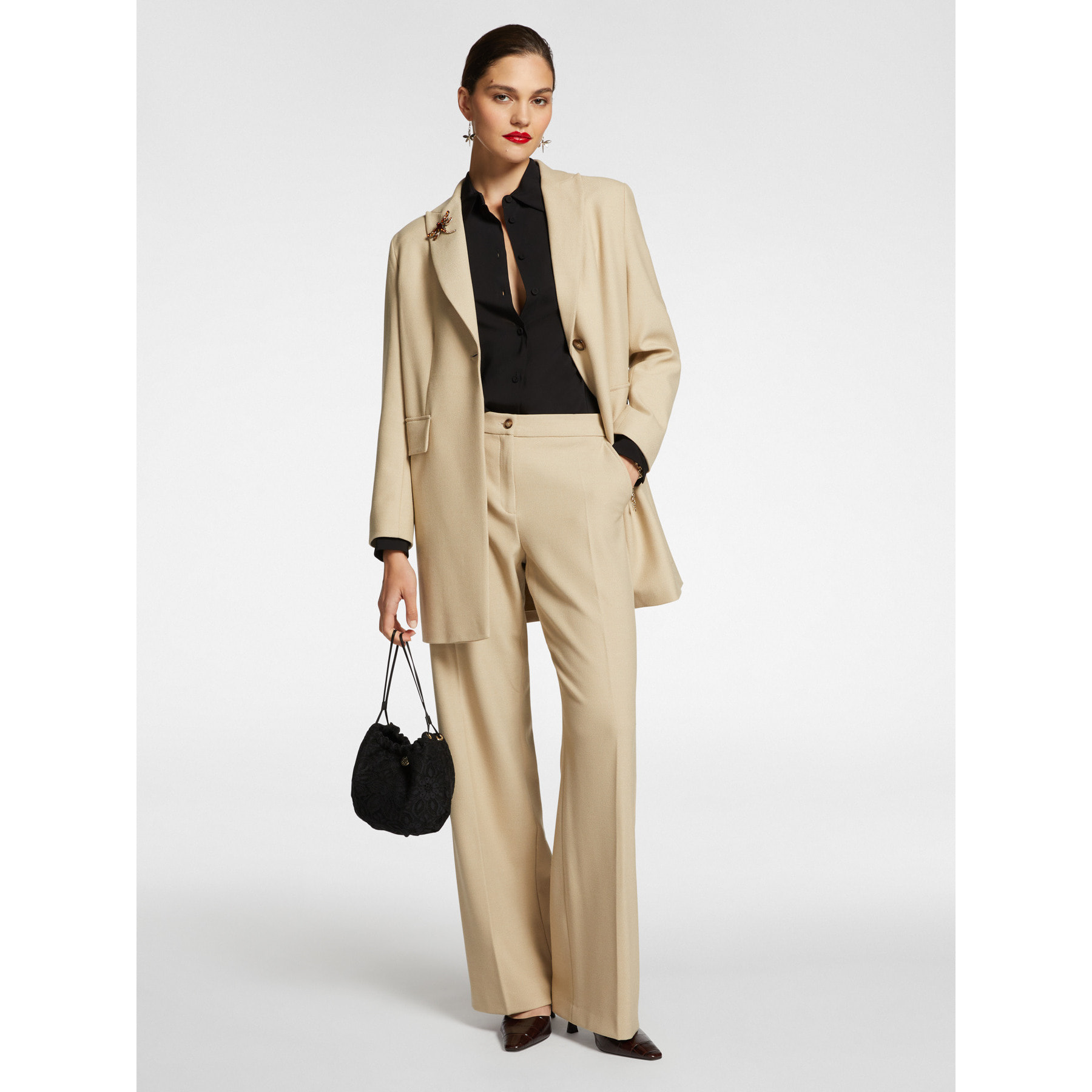 Elena Mirò - Blazer lungo in stuoia stretch - Beige