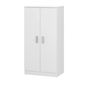 Armadio multiuso Corona, Mobile ausiliario a 2 ante, Mobile basso portascarpe con 6 ripiani, Scarpiera moderna, cm 55x36h108, Bianco