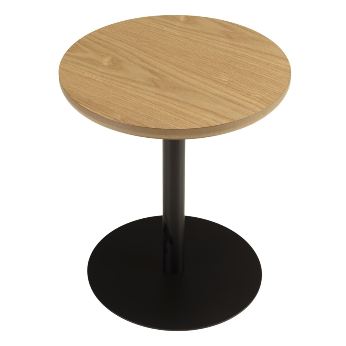 AGATHE - Table d'appoint ronde en bois couleur naturelle pied noir D35cm