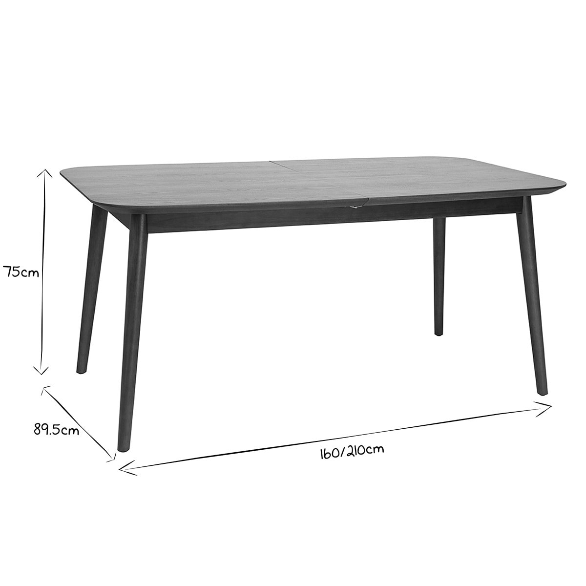 Table extensible rallonges intégrées rectangulaire en bois foncé noyer L160-210 cm ANK