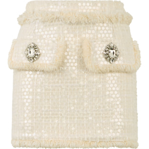 PHILIPP PLEIN Tweed Mini Skirt Paillettes