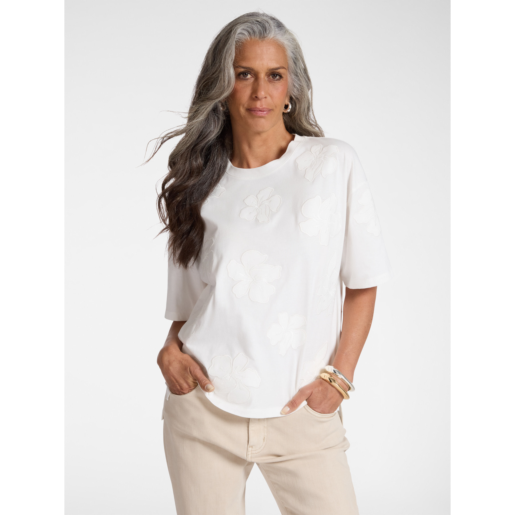 Elena Mirò - T-shirt ricamata - Bianco