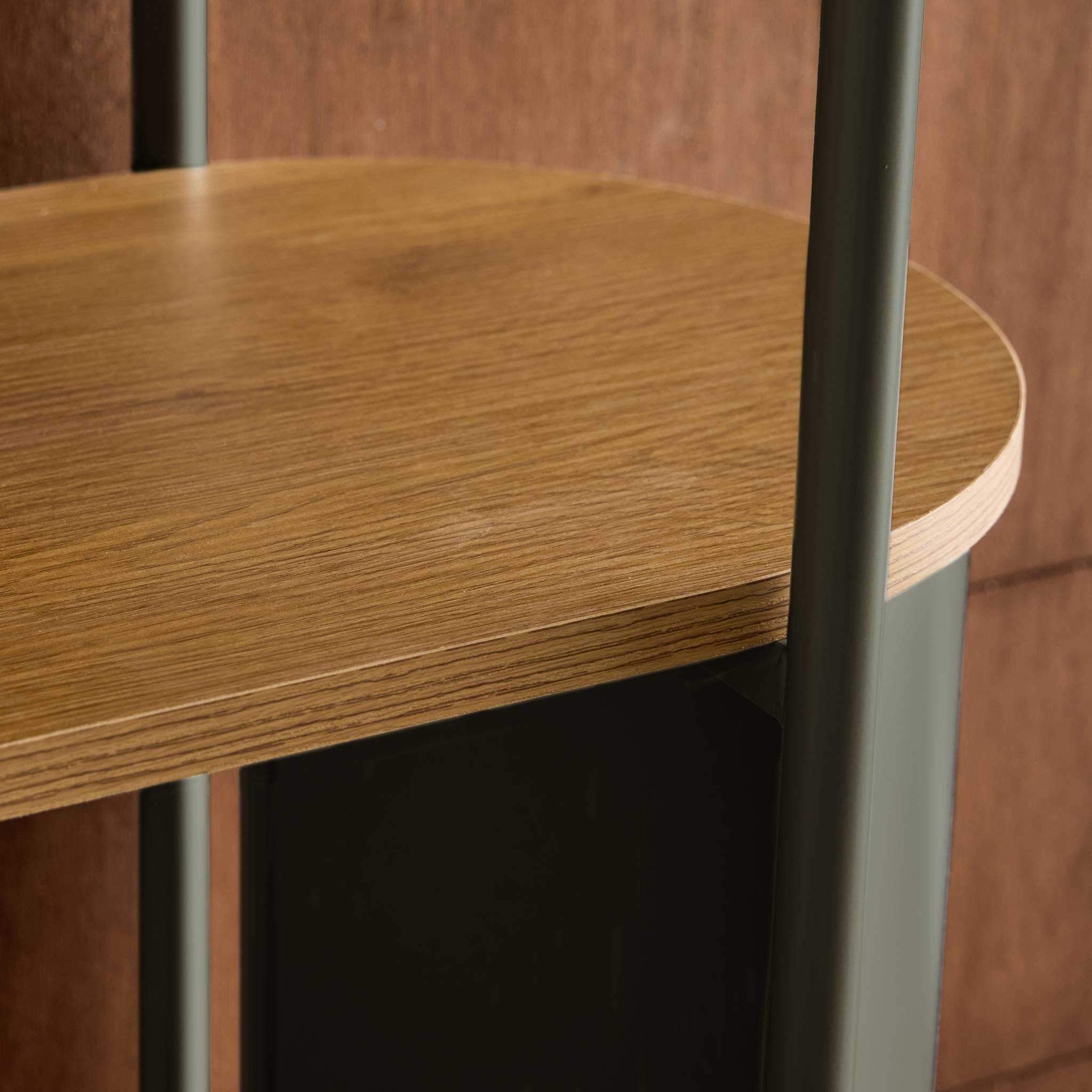 Etagère bibliothèque métal courbé et décor bois 5 niveaux MOLTO