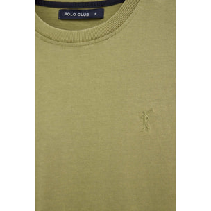 Camiseta verde hoja de corte holgado y cuello redondo con logo Rigby Go