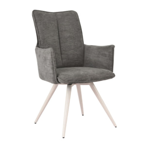 Chaise pivotante 180° avec accoudoirs tissu doux et pieds métal - TOMA