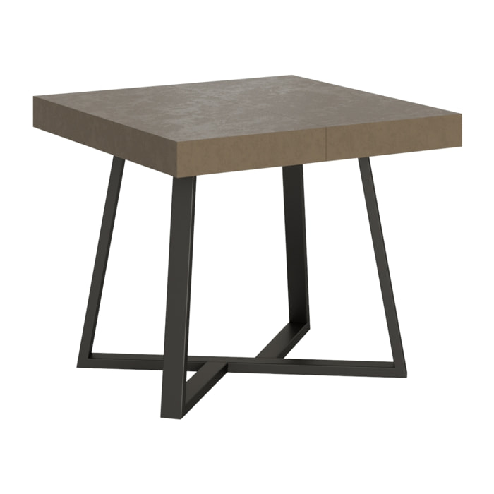 Table extensible 90x90/194 cm Zeplir taupe pieds anthracite