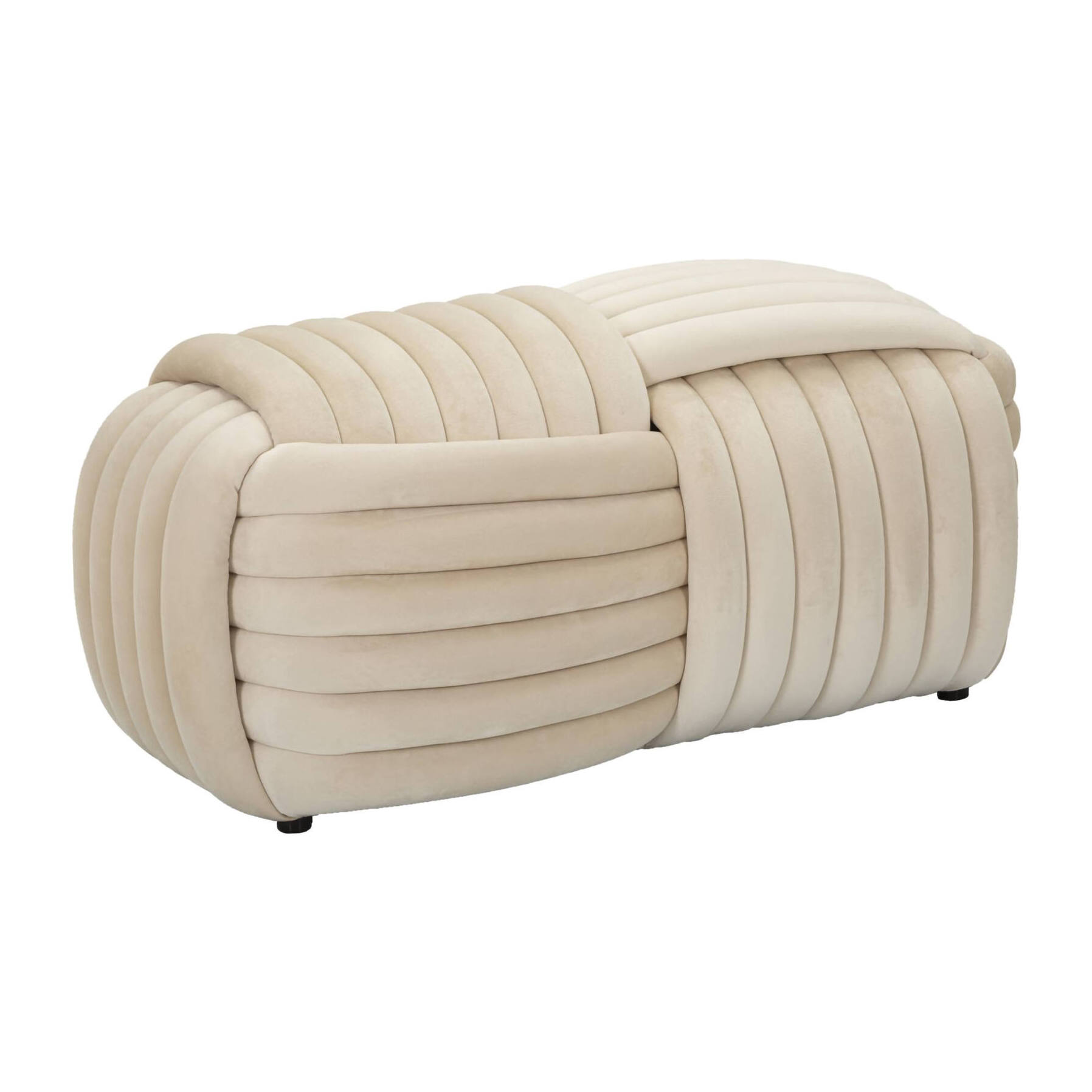 Panca Calcea, Panchina multiuso, Seduta per ospiti, Cassapanca multifunzione, 90x45 h45 cm, Crema