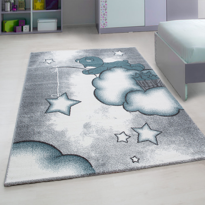 KIDS - Tapis enfant à motif ourson bleu - KID0580BLE