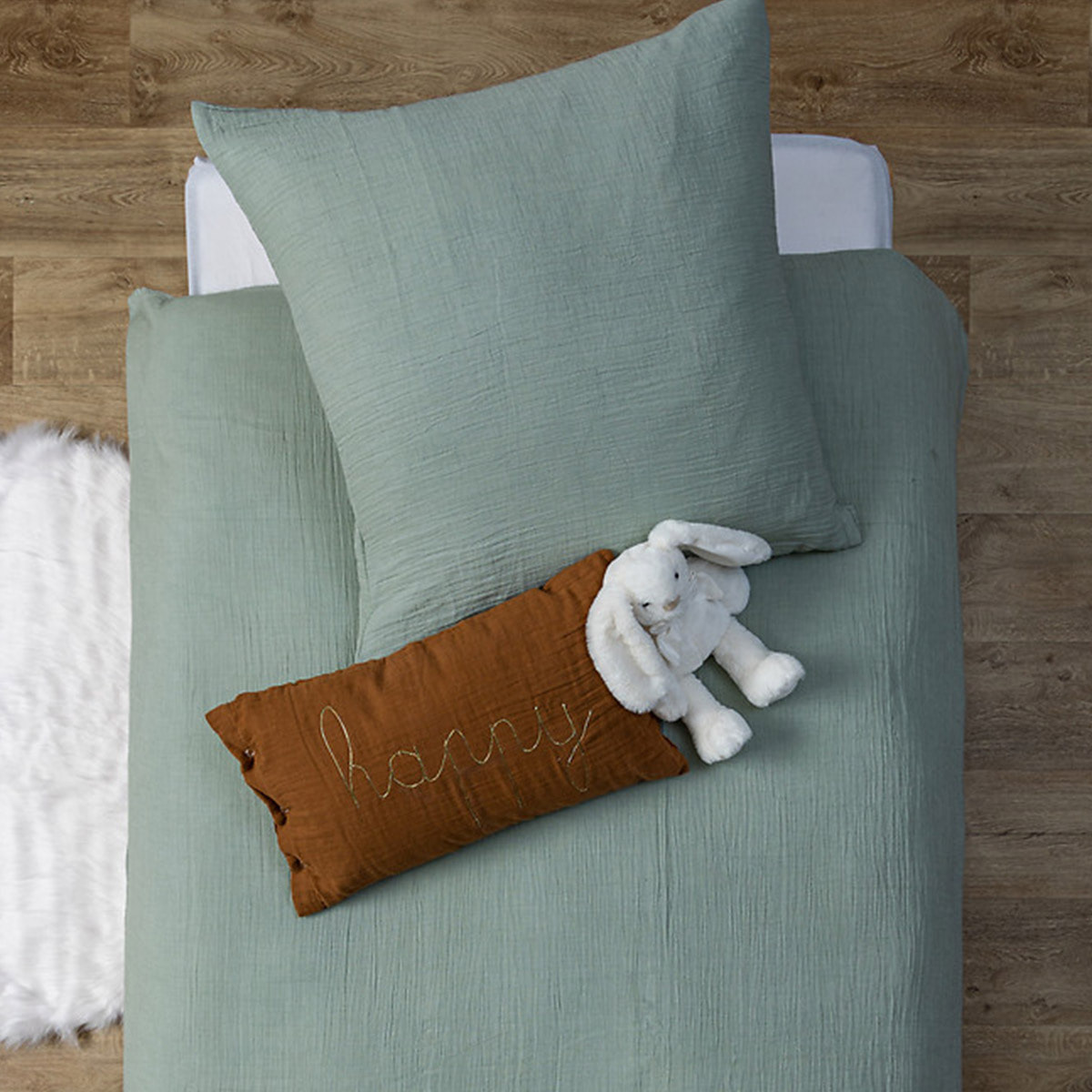 Coussin rectangulaire "Lili" en gaze de coton 50x30cm marron