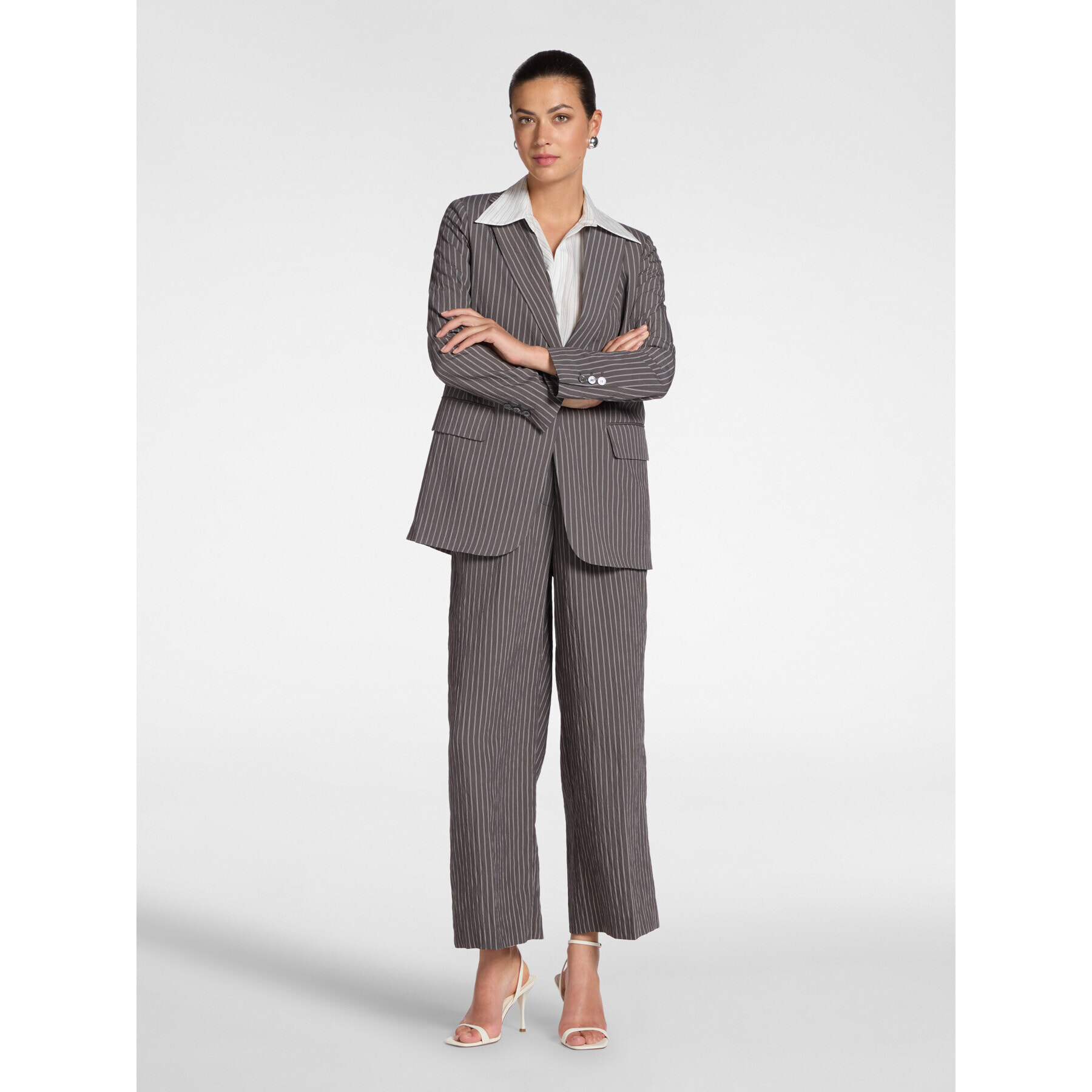 Elena Mirò - Blazer de rayas diplomáticas - Gris