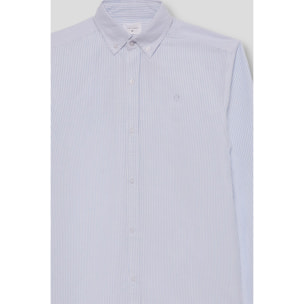 Camisa de Niño a Rayas Celeste: Manga Larga con Botones y Cuello Clásico, 100% Algodón | Color: Celeste | Street Monkey