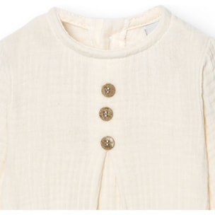 Body bebé manga larga bambula botones