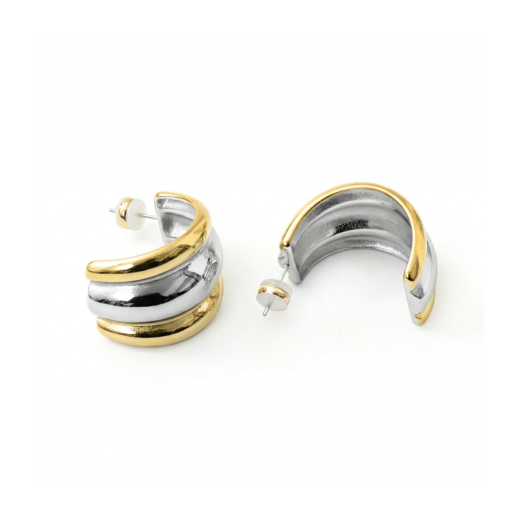 Pendientes Darsean acabado oro 18k y plata