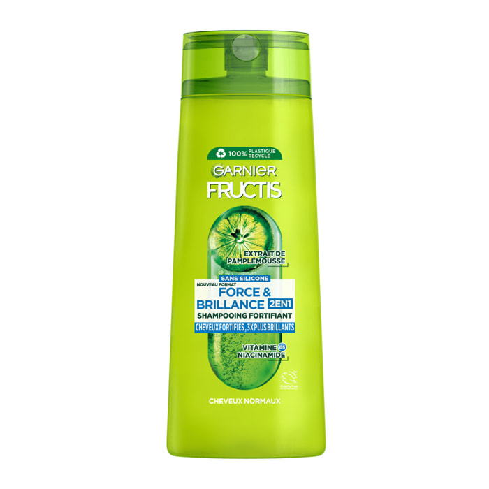 Lot de 12 - Garnier Fructis Shampooing 2en1 Force & Brillance 300ml