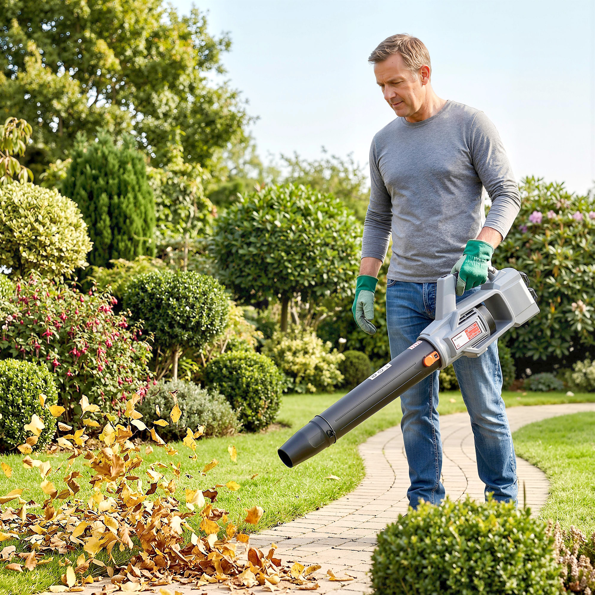 Soplador de Hojas sin Cable 36V (2x18V) con 2 Baterías 4.0Ah y Cargador, Motor Sin Escobillas 1000W, Modo Turbo, 3 Velocidades, Soplador Eléctrico Ligero para Jardín, Hojas, Polvo y Nieve