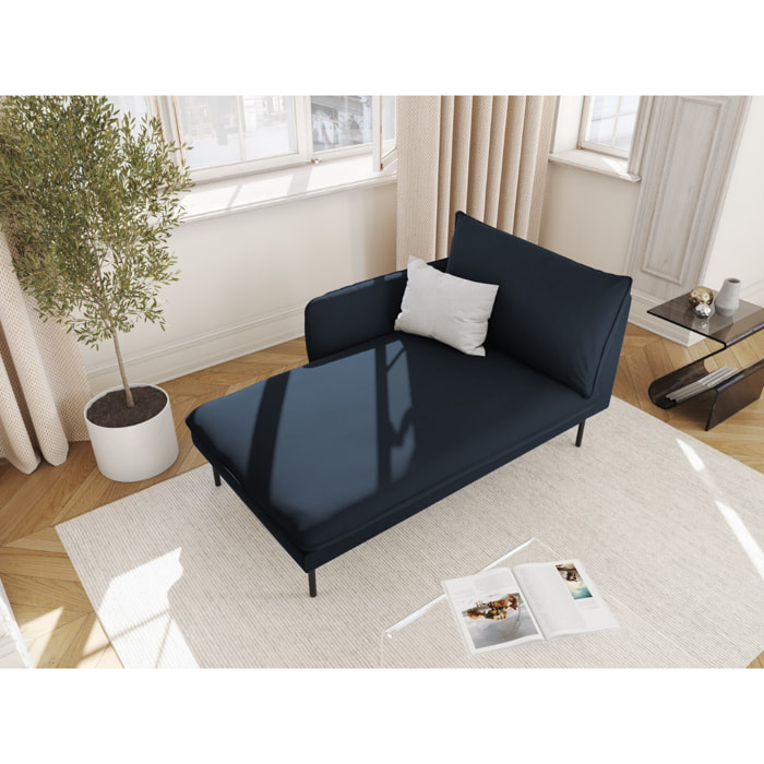 Méridienne gauche "Vienna" en velours bleu foncé