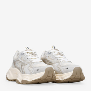 Zapatillas de plataforma oro y beige con cordones