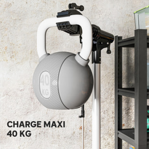 Pied d'atelier vélo pliable réglable avec plateau outil - pince pivotante 360° - charge max. 40 Kg - noir