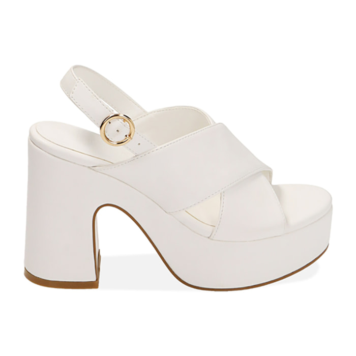 Sandalias blancas con plataforma, tacón de 10,5 cm