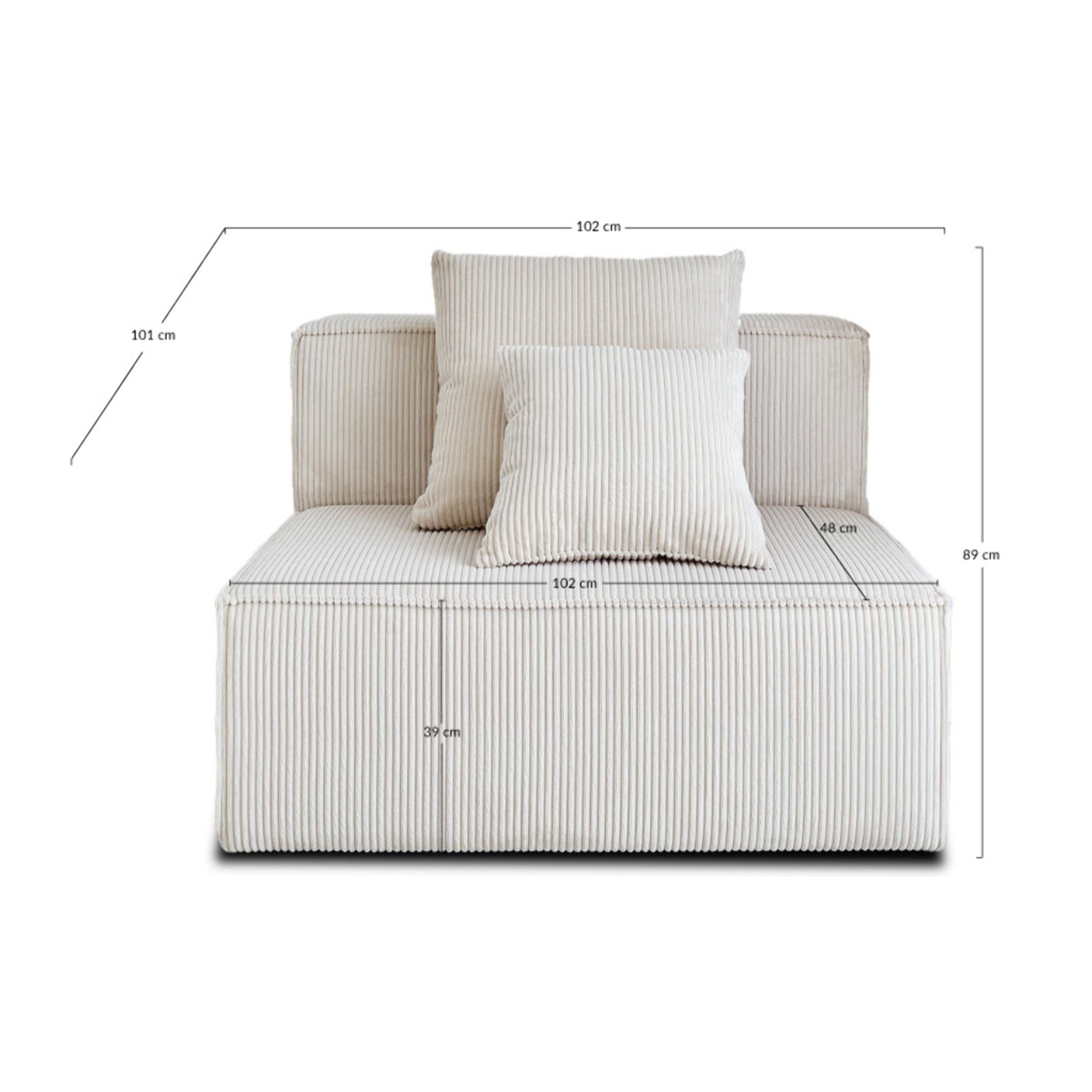 Colombine - module d'assise - en velours côtelé - Beige