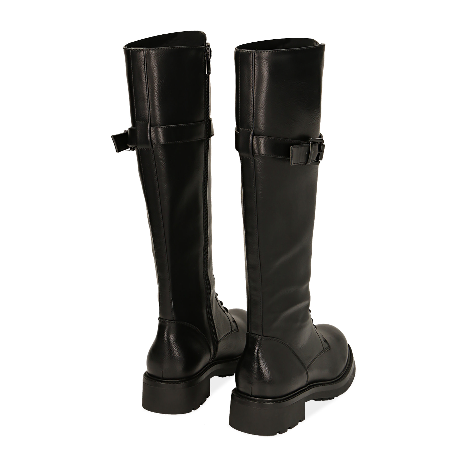Anfibi overknee neri stringati