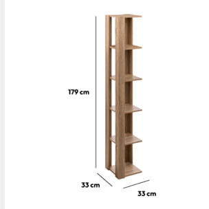 Étagère colonne d angle effet chêne naturel beige
