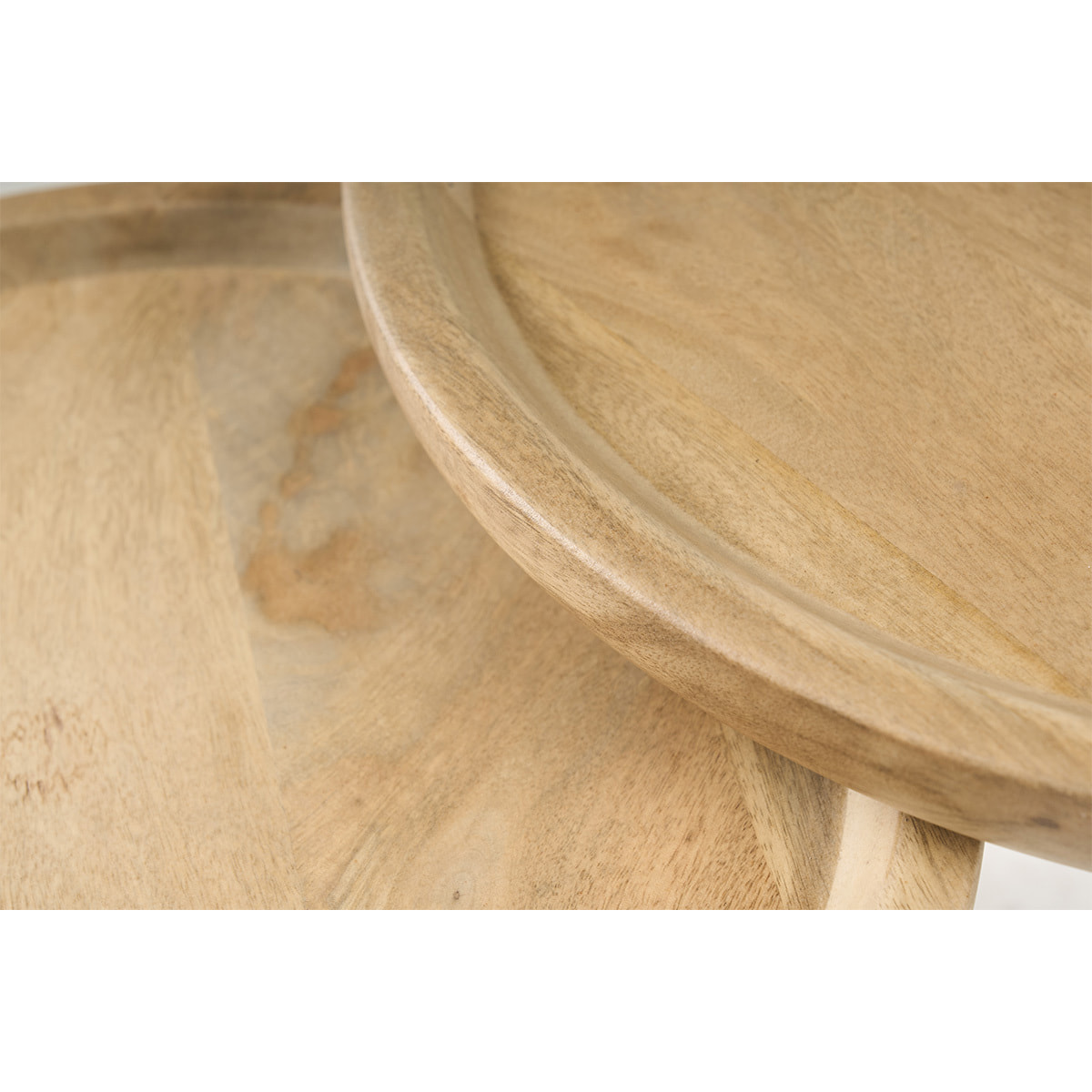 Tables basses gigognes rondes bois manguier massif et métal noir (lot de 2) PYTA