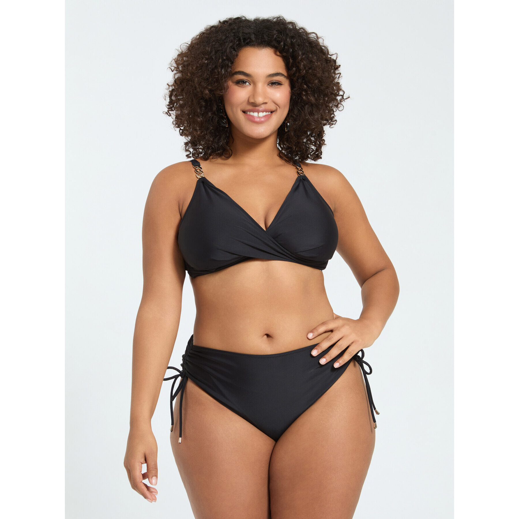 Fiorella Rubino - Bikini incrociato con dettaglio gioiello - Nero