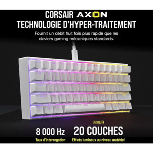 Clavier gamer CORSAIR K65 RGB MINI CHERRY MX Red Blanc