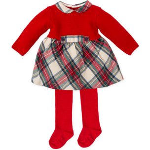 Vestido con leotardos . - Rojo