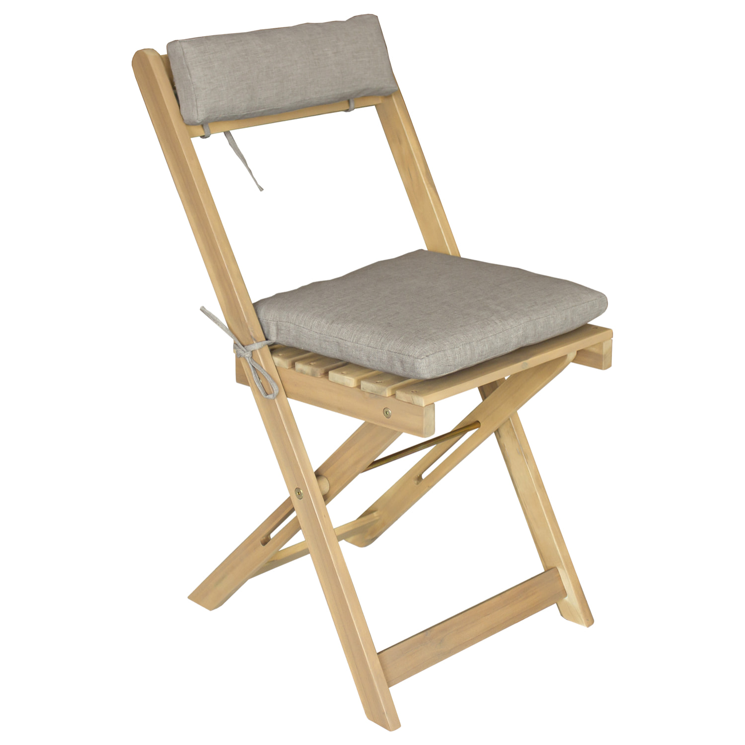 Ensemble table et chaises 2 places en acacia et coussins sable BENAGIL