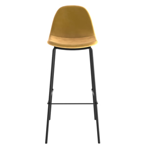Lot de 2 chaises de bar en velours jaune 75 cm - Henrik