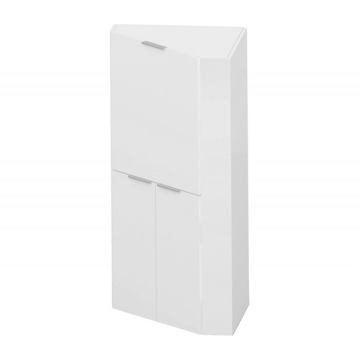 Scrivania Akiro, Mobile multiuso con scaffali e piano da lavoro, Tavolo multiuso per ufficio, Scrivania salvaspazio multiposizione, 100% Made in Italy, cm 70x57h140, Bianco lucido