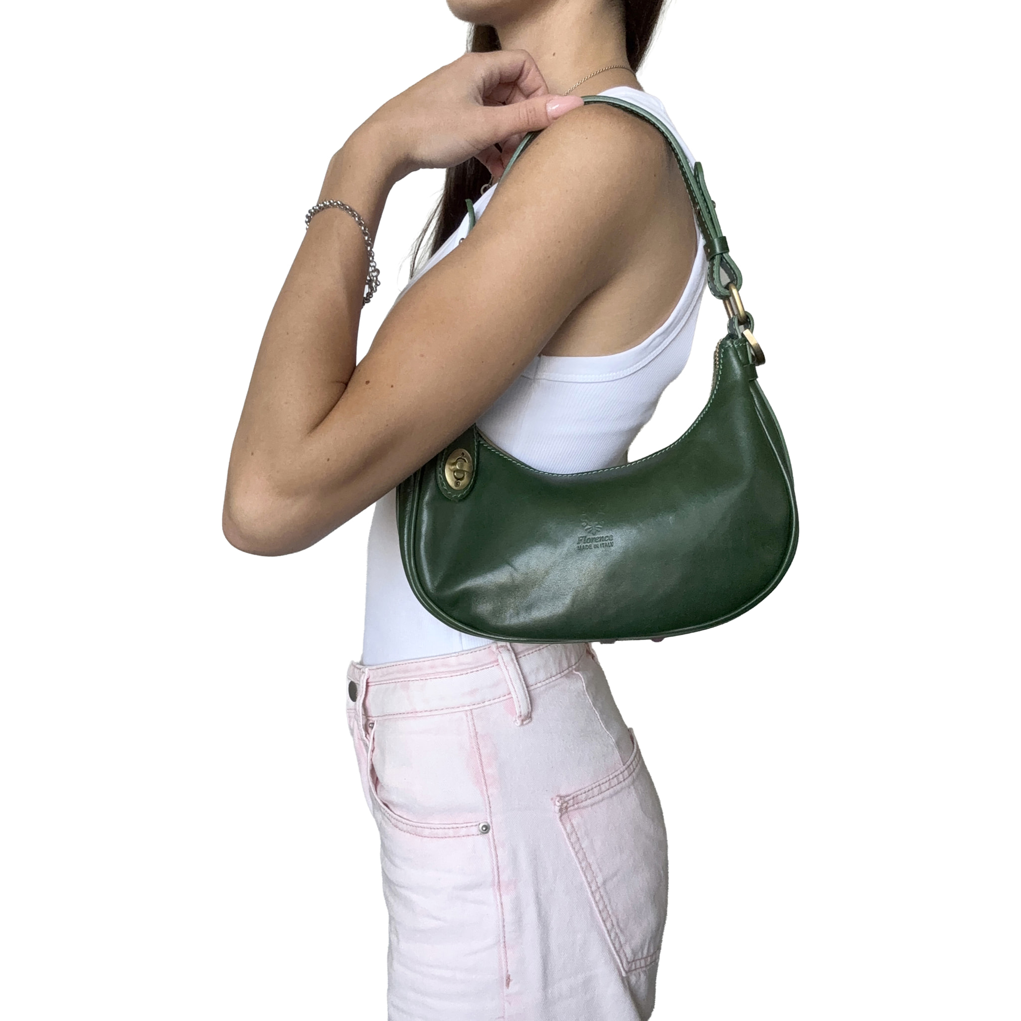 Borsa a Spalla Elegante Mezzaluna da Donna in Pelle Lucida