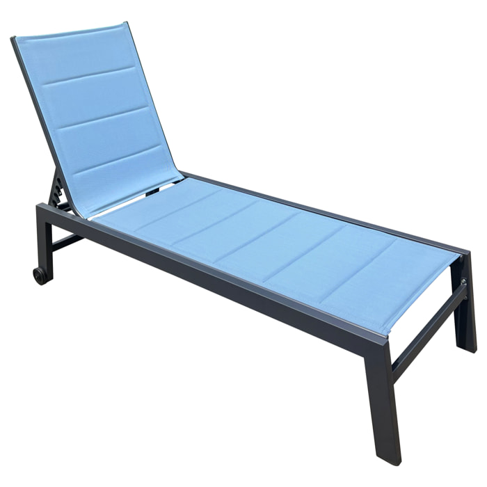 Bain de soleil BARBADOS en textilène bleu gris - aluminium anthracite