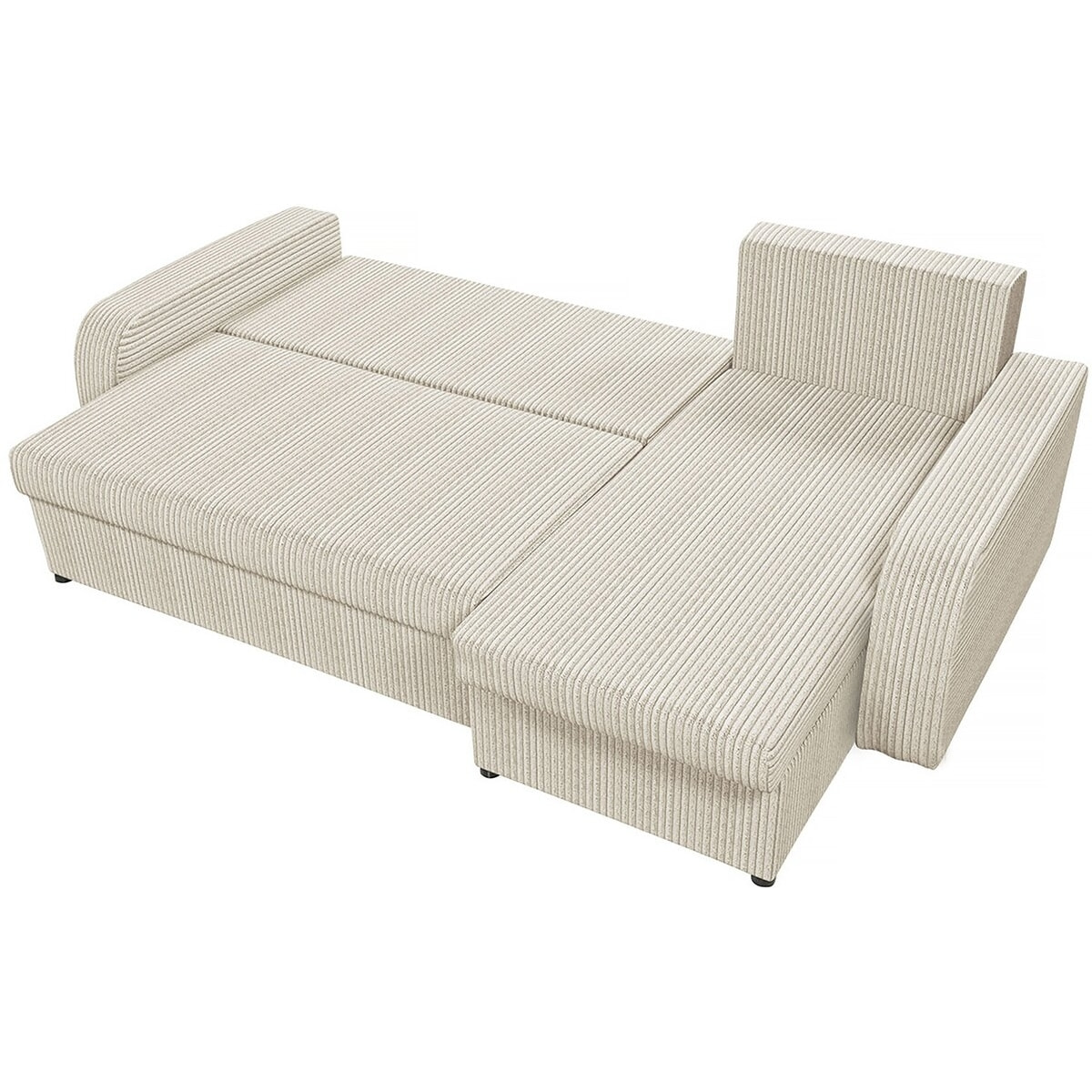 Canapé d'angle velours côtelé convertible - 3 places "Vinci" - Beige
