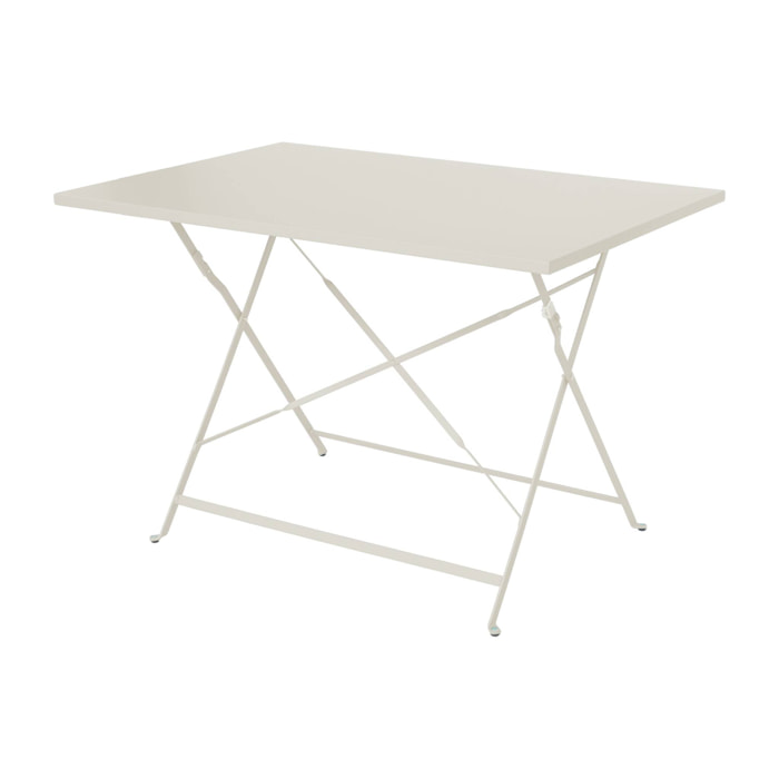 Table de jardin bistrot pliante métal + 4 assises 110 x 70cm. avec quatre chaises pliantes. acier thermolaqué