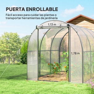 Invernadero de Exterior 3x2x2 m, Invernadero de Túnel con Puerta Enrollable, 2 Ventanas de Malla, Cubierta de Plástico y Marco de Acero, Anti-UV, para Cultivos, Plantas, Flores, Transparente