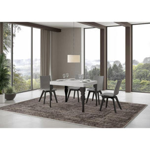 Table extensible 80x120/204 cm Paxon Frêne Blanc cadre Anthracite