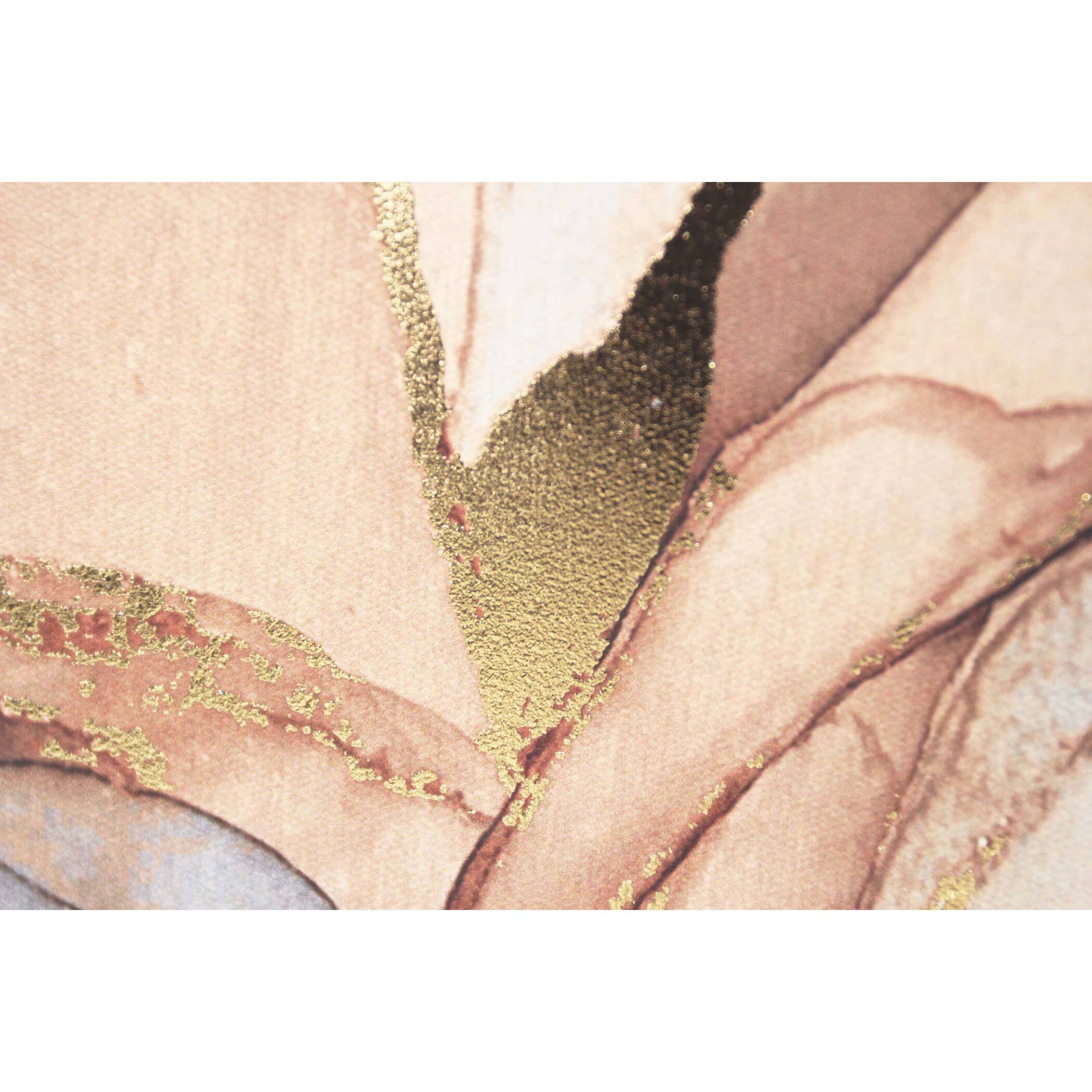 Cuadro Bérgamo poliéster abstracto rosa-dorado 92x62x4 cm