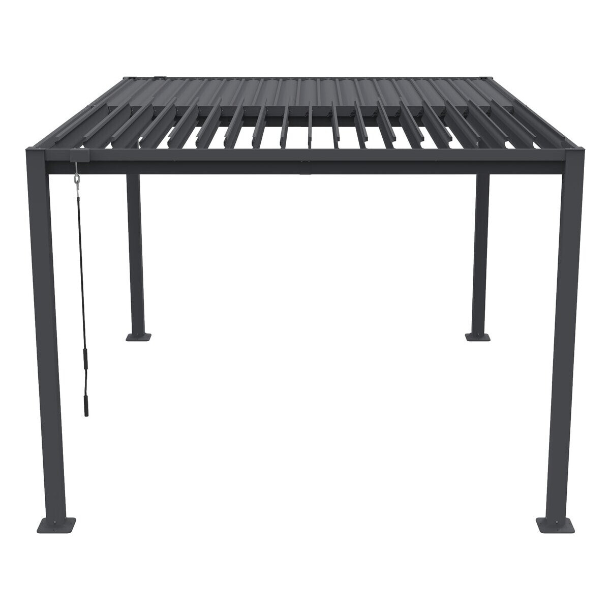 Pergola bioclimatique avec rideau et moustiquaire "Howard" - 3 x 4 m - Gris