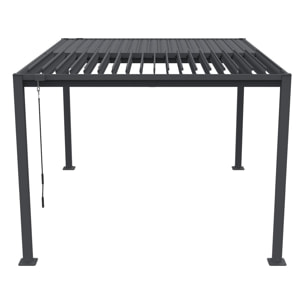 Pergola bioclimatique avec rideau et moustiquaire "Howard" - 3 x 4 m - Gris
