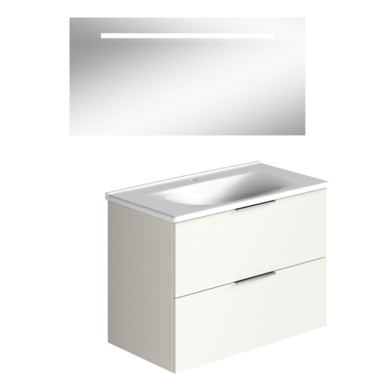 Meuble vasque 90 cm BURGBAD Olena blanc brillant + miroir