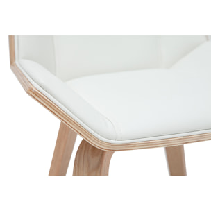 Chaise design blanc et bois clair MELKIOR